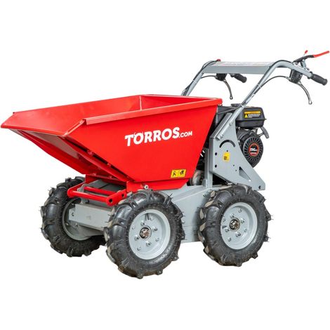 Torros – Brouette motorisée 500kg – Benne basculante manuelle 115L – 4 roues motrices – Moteur 6.5CH 196cc – 4 vitesses – MD505