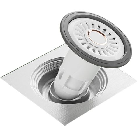 Bodenablauf mit herausnehmbarem Filter, ABS, PP, TPR, 8 x 9 x 4 cm, 35 g, Weiß/Grün – 1 Stück (1/5)