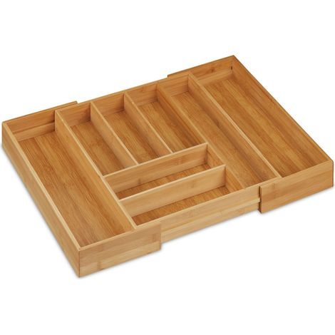 Cubertero ajustable cocina 38 x 28 x 5 cm apertura fácil moderno de bambú natural 130010392 (1/5)