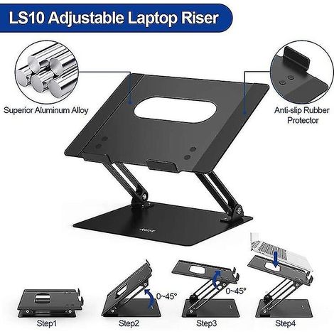Support pour ordinateur portable ergonomique en aluminium, rehausseur multi-angles avec ventilation réglable (1/5)