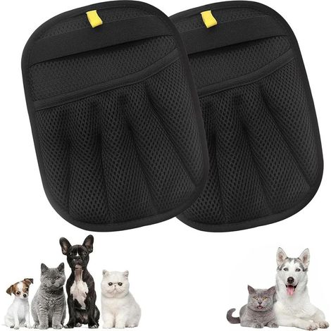 Lot de 2 Gant Poils Animaux Double Face Réutilisable – Gant Poil Chat & Chien, Gant de Toilettage pour Chat et Chien, Ramasse Poils