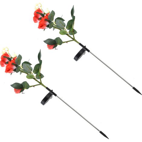 2 rosarote LED-Solarleuchten, Außenbeleuchtung für Garten und Rasen, kaltweißes Licht, 2 Stück pro Set (1/5)