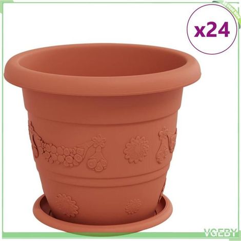 Pots de plantes - FAFEICY - 3403281 - Rouge brique - Ø26 x H21,5 cm - Pack de 6 avec drainage (1/5)