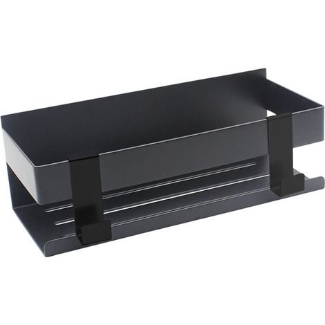 Duschablage ohne Bohren, Seifenschale fürs Badezimmer, Duschseifenhalter, selbstklebende Duschablage aus Edelstahl mit 2 Haken, schwarz, 227,59 cm (1/4)