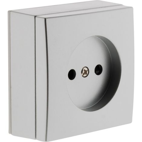 Zenitech – Prise de courant 2P 10A en saillie – chrome – Installation rapide sans vis apparentes – Usage intérieur professionnel (1/5)