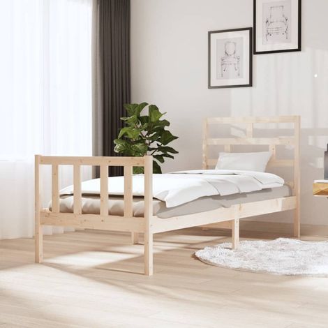 Bed Frame without Mattress Solid Wood Pine Small Single vidaXL (1/5)