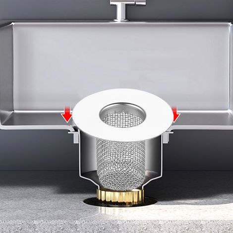 Crépine d'évier en acier inoxydable, anti-obstruction, facile à nettoyer, bouchon de vidange en acier inoxydable pour la maison (1/5)
