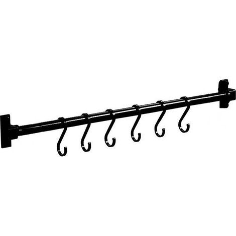Accessoires de rangement pour la cuisine, crochets, barre de suspension pour ustensiles, porte-torchons, installation sans perçage, aluminium, 6 crochets - (1/5)