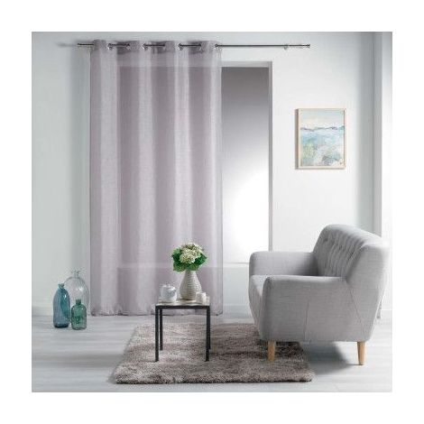 Panneau a oeillets 140 x 240 cm voile sable raye esther Taupe (1/3)