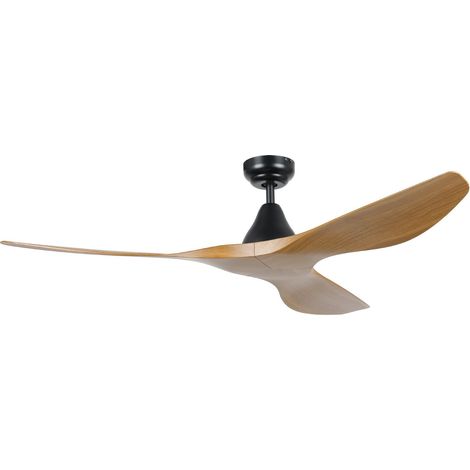 EGLO Deckenventilator Portsea, 3 Flügel Ventilator mit Fernbedienung, Timer und Sommer Winter Betrieb, ABS Kunststoff in Schwarz und Walnuss-Optik, DC Motor, leise, Ø 132 cm