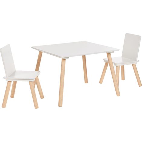 Stylish 2 Seater Kids Set Table with Chairs MDF Pine Wood Kids Room White and Light Wood Wringley (1/5)