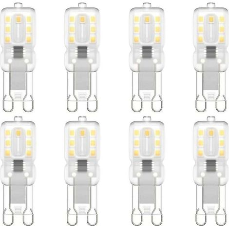 Lot de 8 ampoules LED G9, G9 LED 220 V Blanc naturel 4000 K 3 W équivalent halogène 30 W [Classe énergétique E]