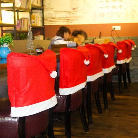Housses de chaise de Noël, lot de 6 housses de chaise de Noël Housses de chaise de Noël pour décorations de dîner, (1/5)