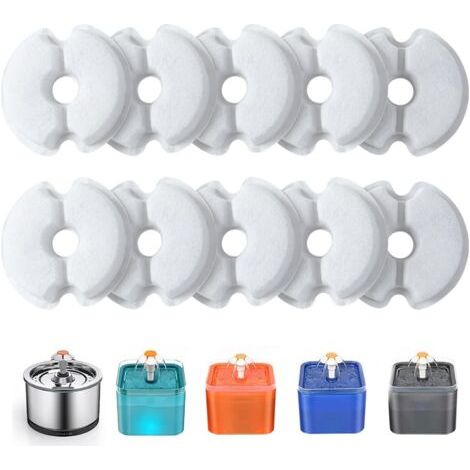 10 Stück Wasserbrunnenfilter, Ersatzfilter für 2L & 2.5L Katzenbrunnen mit Aktivkohle & Harz Dreifachfiltration (1/5)