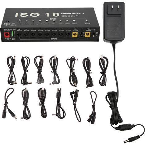 Alimentation pour pédales de guitare 10 sorties isolées, bloc multi-effets avec 2 tensions réglables, prise US 100-240V (1/5)
