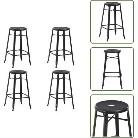 Tabourets de bar lot de 4 noir acier - Tabouret De Bar - Chaise De Bar - Set De Tabourets - Meubles De Cuisine - Mobilier Moderne (1/5)