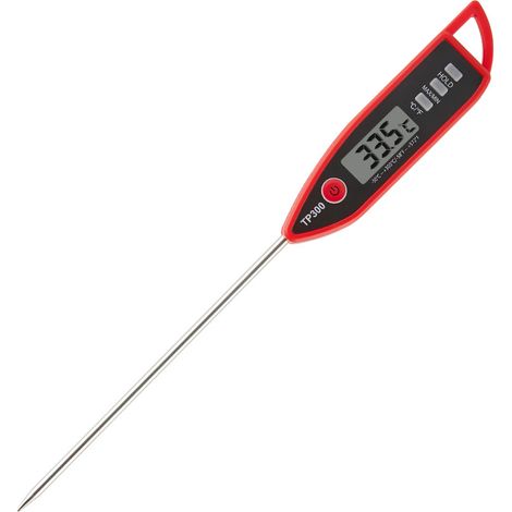 Thermomètre de cuisson électronique rouge et noir - Un outil de mesure de température pour les amateurs de grillades et de pâtisserie-AquaForge