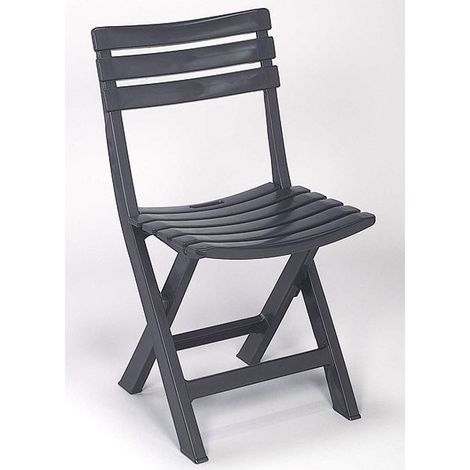 Ipae Progarden – Chaise de jardin pliante en résine polypropylène anthracite – Dimensions 44 x 41 x 78 cm – Poids 2,8 kg – Usage domestique