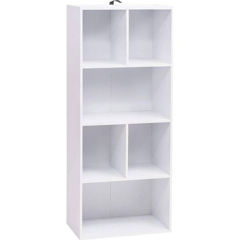 WOLTU Bücherregal mit 6 Fächern, Bücherschrank weiß, Standregal freistehend, Büroregal modern, Aufbewahrungsregal Aktenregal Raumteiler, 50,2 x 118 x 29,2 cm