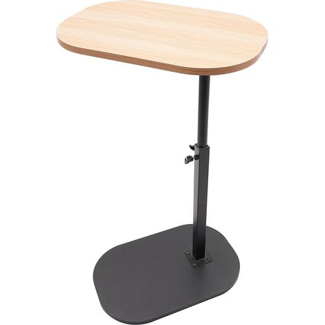 C Form Beistelltisch Höhenverstellbar 45-80cm, Klein Couchtisch Holz Sofatisch, C Förmiger Beistelltische für Couch Sofa, Modern Mobiler Kaffeetisch für Wohnzimmer Schlafzimmer (Holzfarbe)