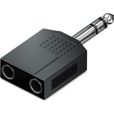 Adaptador audio estereo 2xJACK 6.35/H - JACK 6.35/M  Negro