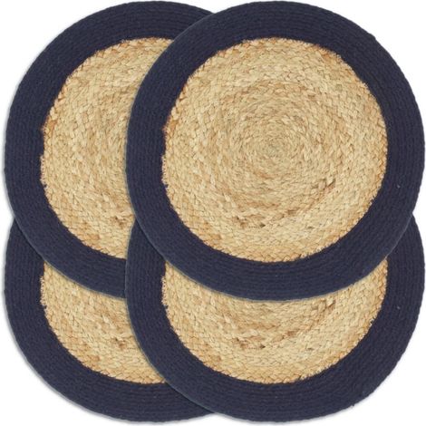 Tischsets 4 Stk. Natur und Marineblau 38 cm Jute und Baumwolle vidaXL