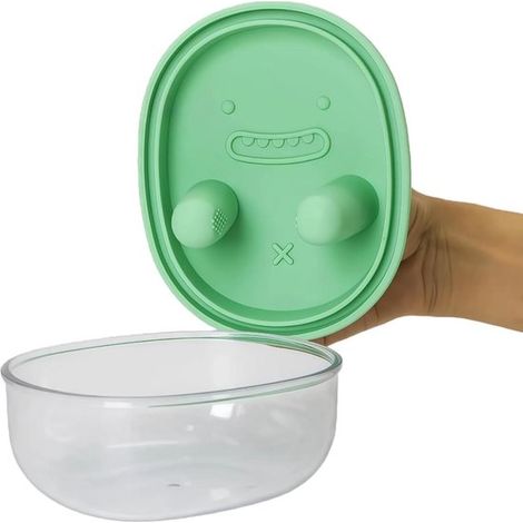 Contenitore per snack - Design 2 in 1 - Mantiene le mani pulite - Coperchio in silicone con scanalature per le dita - Riutilizzabile, ideale per viaggi e campeggio.