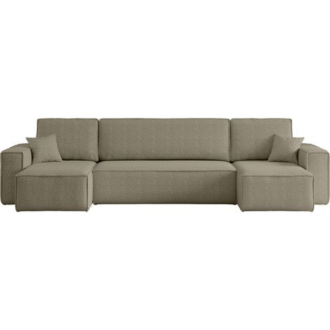 Divano angolare convertibile con funzione letto in tessuto bouclé grigio Karl U PREMIUM (1/5)