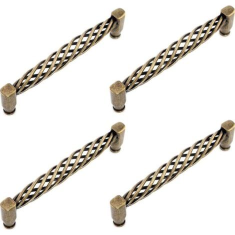 4X Poignées de Porte Cuisine Creux Vintage avec Vis Boutons pour Meubles Armoires Commodes - Bronze/128mm