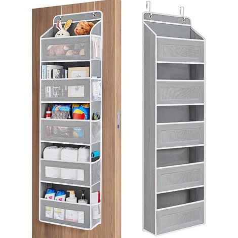 Türhänger für Schlafzimmer, Speisekammer, Badezimmer, 5 Ablagen, grau Kippsicher, 20 kg Tragkraft, Türhänger mit 5 großen Fächern, Aufbewahrung hinter der Tür für Kinderzimmer (1/5)