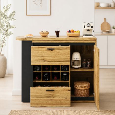 Tavolo da pranzo allungabile in MDF e metallo 138-220 x 39 x 105 cm effetto legno (1/5)