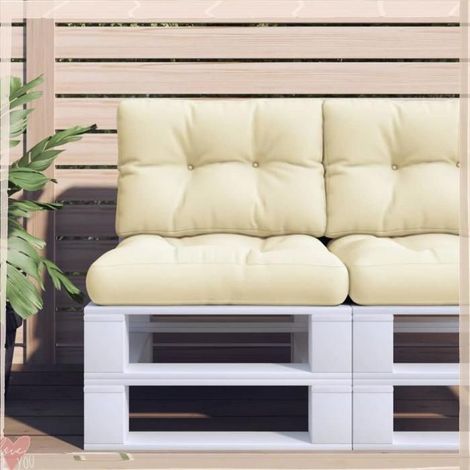 Coussins de palette - VINGVO - 360669 - Lot de 2 - Crème - Polyester résistant UV et eau (1/5)