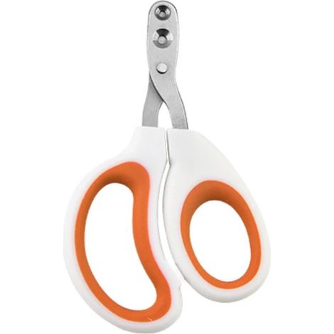 Ciseaux coupe-ongles pour petits animaux (chats, lapins), lames en acier inoxydable, poignées ergonomiques orange/blanc, coupe sûre et précise