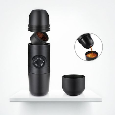 Cafetière expresso manuelle portable 70 ml – Fonctionnement sans électricité – Compacte pour voyages et randonnées – Compatible avec café moulu (1/5)