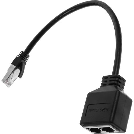 Répartiteur de Câble Ethernet Rj45 Mâle vers Deux Femelles Noir (1/5)