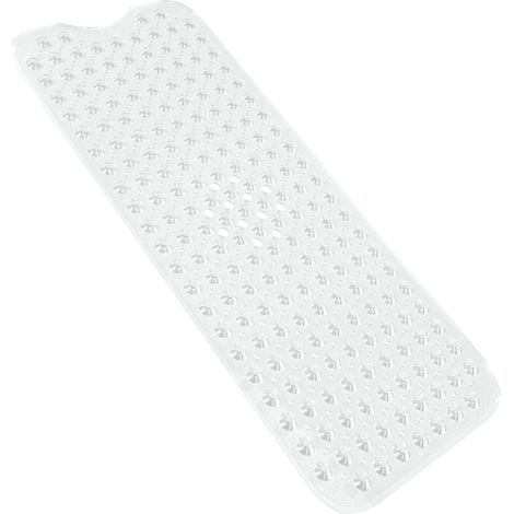 Rutschfeste Badewannenmatte für Kinder, Dusche, 100 x 40 cm, extra lange rutschfeste Badematte, rutschfeste Badematte mit Saugnäpfen, weiß, maschinenwaschbar.