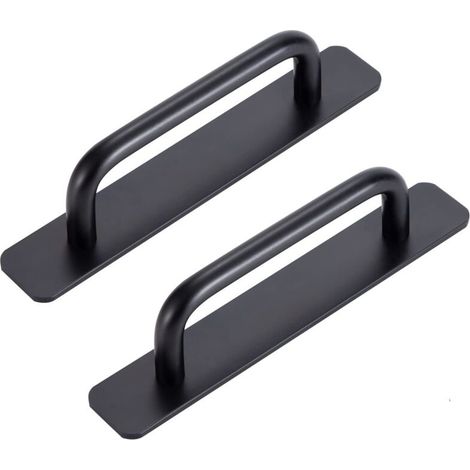 Deux poignées de meubles auto-adhésives, poignées de porte de tiroir en aluminium, aucun perçage requis, adaptées aux armoires, cuisines, portes coulissantes et portes de balcon (148 mm, noir).