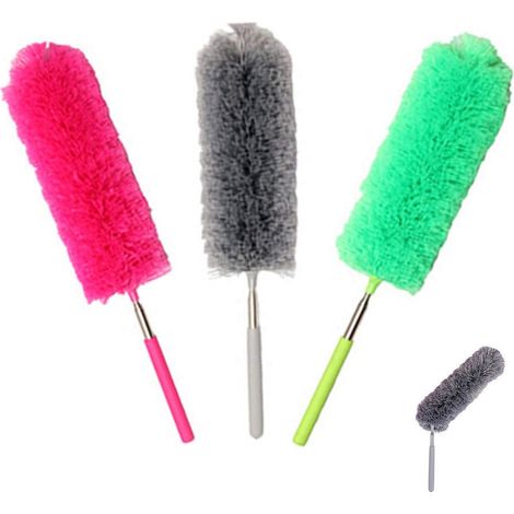 Lot de 3 brosses à épousseter avec Manche télescopique en Microfibre Pliable pour la Maison, la Voiture, Le Bureau (1/5)