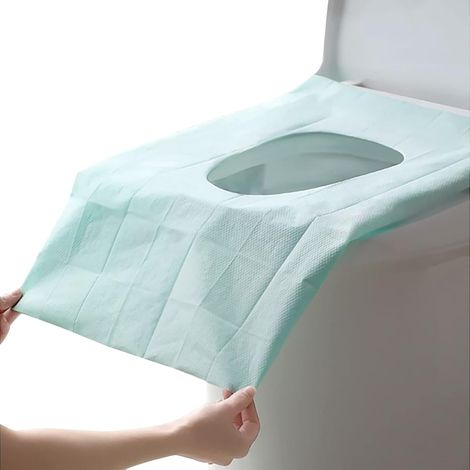 Protège Toilette Jetable Housse jetable pour abattant WC Protection Toilettes 20pcs Couverture Lunette Siège de Toilette pour Voyage Visiteur (1/5)