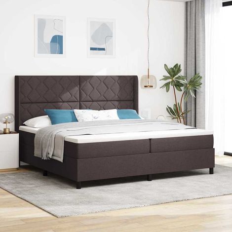 vidaXL Cama Box Spring LED Marrón Oscuro 200 x 200 cm tela (1/5)