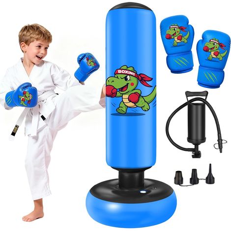 Sac de Frappe Enfant 130cm Sac de Boxe Enfant avec Gants et Pompe pour Garçons et Filles Set de Boxe pour Bureau Gym (1/5)