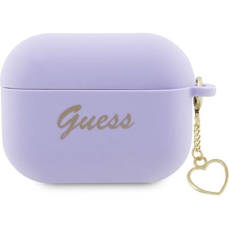 Custodia Guess in silicone a forma di cuore viola per AirPods Pro 2. (1/4)