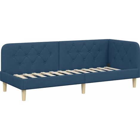 Corner Bed Frame Blue 80 x 200 cm Fabric vidaXL