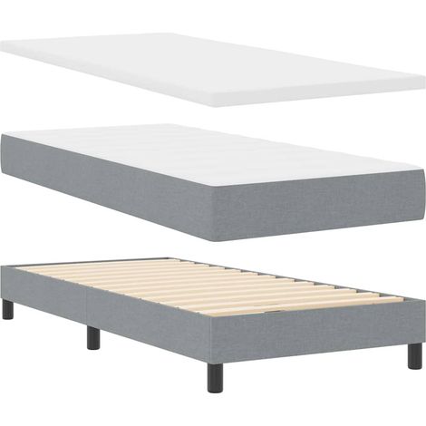 Lit simple,Lit Adulte,Lit boxspring avec matelas avec matelas Gris clair 90 x 200 cm CFW710421 (1/5)