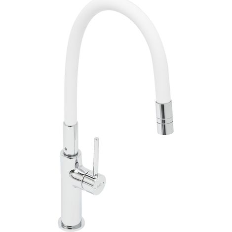 Swiss Aqua Technologies Miscelatore da cucina, bocca flessibile in silicone, aeratore Neoperl®, cartuccia in ceramica, bianco/cr (1/5)