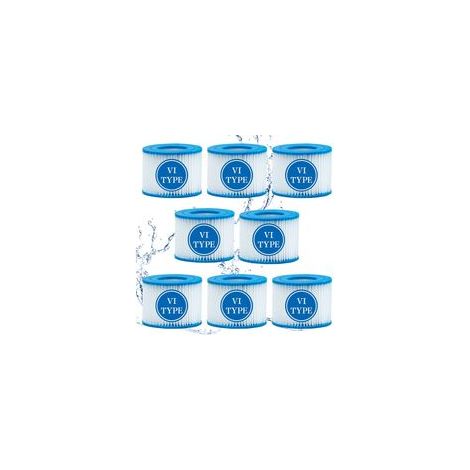 Lot de 8 Filtre VI Cartouche pour Bestway Lay Z Spa, Filtre de Spa et de Bain à remous Type VI pour filtres Coleman SaluSpa, pour Filtre Bestway, Lay Z Spa, pour Intex