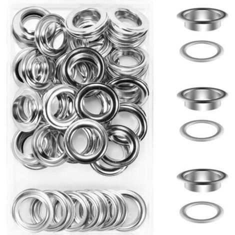 50 oeillet oeillet ensemble oeillet 20mm oeillet oeillet kit pour toile bâche tente de réparation argent
