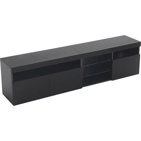 ELVMI Mobile TV con 3 Ante e LED a Colore Variabile, in MDF e Vetro, Nero, 180 × 35 × 48 cm (1/5)