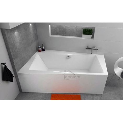 ECOLAM Baignoire trapézoïdale Infinity pour deux 160x100 cm gauche, tablier acrylique + 1x Appuie-tête, pieds + vidage et trop-plein pieds automatiques + silicone set complet (1/5)