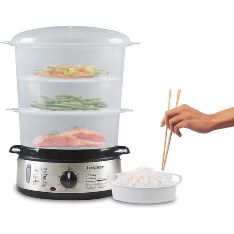 BC.250 Cuiseur Vapeur de 9 Litres avec Minuteur - Cuiseur Vapeur Électrique pour Cuiseur de Riz, Poisson, Raviolis, Légumes, Viande, Sans BPA (1/5)